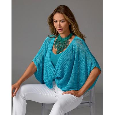 Boston Proper - Bachelor Button Blue - Metallic Twist Sweater Poncho - Small/Medium