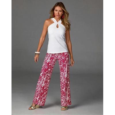 Boston Proper - Picnic Paisley Red - Beyond Travel Print Palazzo Pant - XL