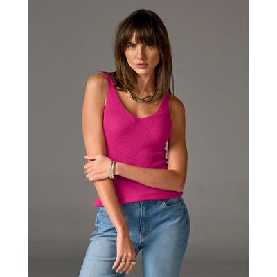Boston Proper - Blossom Pink - Metallic V Neck Sweater Tank Top - 2XS