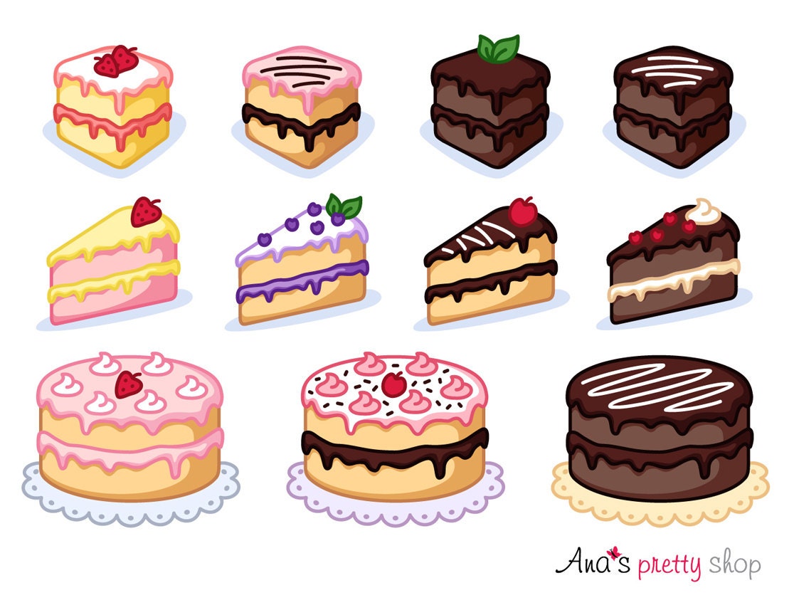Clipart torta, clipart fetta di torta, clipart panetteria, clipart pasticceria, clipart dolce, clipart dessert, grafica vettoriale