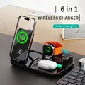 Infaste W27 Caricatore wireless 6 in 1 Portatile da tavolo ad alta velocità pieghevole per auricolari Altoparlante Bluetooth Sveglia