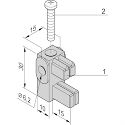 SCHROFF Befestigung mit Isolieranschlag für Stromschiene 1-, 2-polig - BEFEST.ANSCHLAG STROMSCH.4ST Image