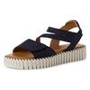 Sandalette TAMARIS, Damen, Gr. 36, blau (navy), Nubukleder, modisch, Schuhe, Riemchensandale, Sommerschuh mit geriffelter Plateausohle