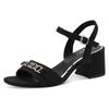 Sandalette MARCO TOZZI BY GMK, Damen, Gr. 39, schwarz, Textil, unifarben, Veloursleder, elegant, Schuhe, Blockabsatz, Riemchensandale, Abendschuh mit Feel Me-Ausstattung