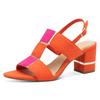 Sandalette MARCO TOZZI, Damen, Gr. 41, orange (orange, pink), Textil, Lederimitat, Veloursleder, modisch, Schuhe, Blockabsatz, Sommerschuh, Sandale mit kontrastfarbenen Details