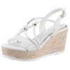 Keilsandalette MARCO TOZZI, Damen, Gr. 37, weiß, Lederimitat, modisch, Schuhe, Sommerschuh, Sandale, Keilabsatz, in veganer Verarbeitung