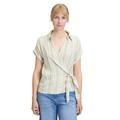Klassische Bluse CARTOON "Cartoon Damen Streifenbluse mit Bindegürtel", Damen, Gr. 46, nature, grün, Obermaterial: 50% Viskose, 30% Polyester, 20% Leinen., modisch, schmal normal, V-Ausschnitt, Kurzarm, Blusen