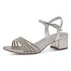 Sandalette TAMARIS, Damen, Gr. 40, grau (metallicgrau), Textil, Lederimitat, festlich, Schuhe, Blockabsatz, Festtagsschuh, Abendschuh mit funkelnden Schmucksteinen