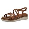 Keilsandalette TAMARIS, Damen, Gr. 36, braun (cognac), Leder, Lederimitat, modisch, Schuhe, Riemchensandale, Sommerschuh mit verstellbarer Schnalle