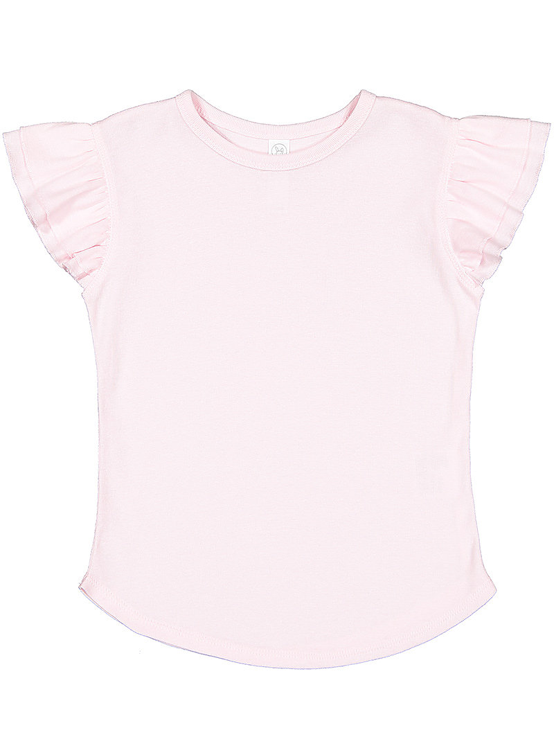 Rabbit Skins RS3339 Toddler Girls Flutter Sleeve T in Ballerina size 4 | Cotton 3339
