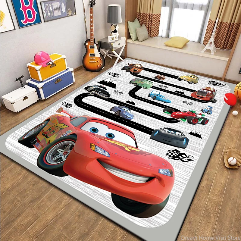 Cars McQueen Motorway Mat Road Teppich Teppich für Wohnzimmer, Autoteppich, Bodenteppich, Kinderzimmerläufer, Kinderzimmerteppich, Spielteppich