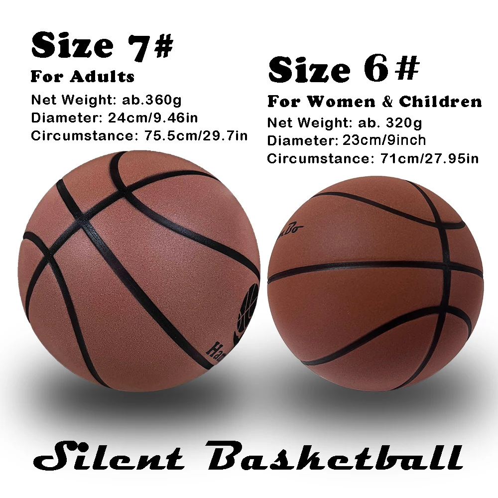 Mute Bounce Basketball Ball Standard Durchmesser 24 cm/23 cm Indoor Dribble Praxis Silent Ball College Basketball Bounce Quiet zu Hause Image