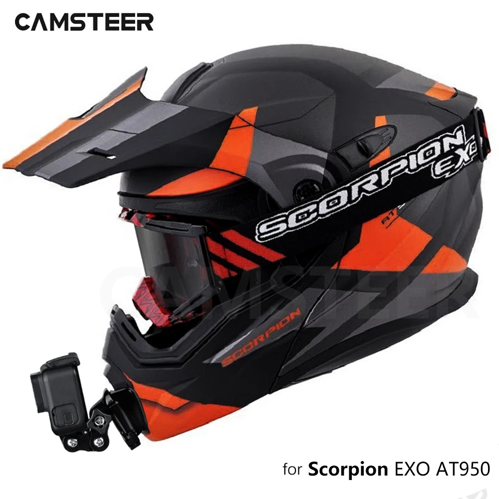 Scorpion exo at950 helm benutzer definierte aluminium kinn halterung für gopro hero 12 11 10 9 insta360 x4 x3 ace pro dji action 3 4 kamera Image