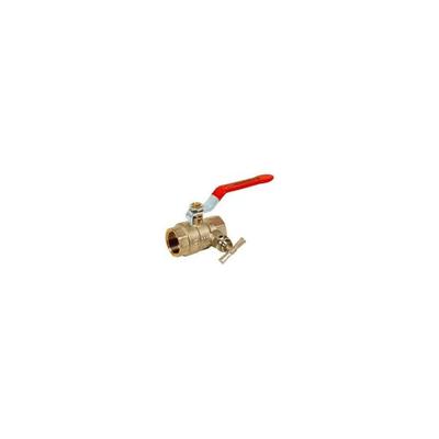 Sanitaire-distribution - Kugelhahn Messing doppeltes Innengewinde mit Entleerung PN25 + roter Image