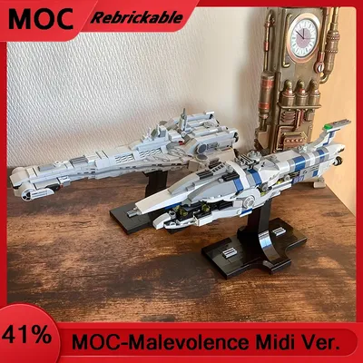 MOC Star Battle Malevolence & Galactic Starcruiser Halcyon Starship Midi-Skala Bausteine Montage Image