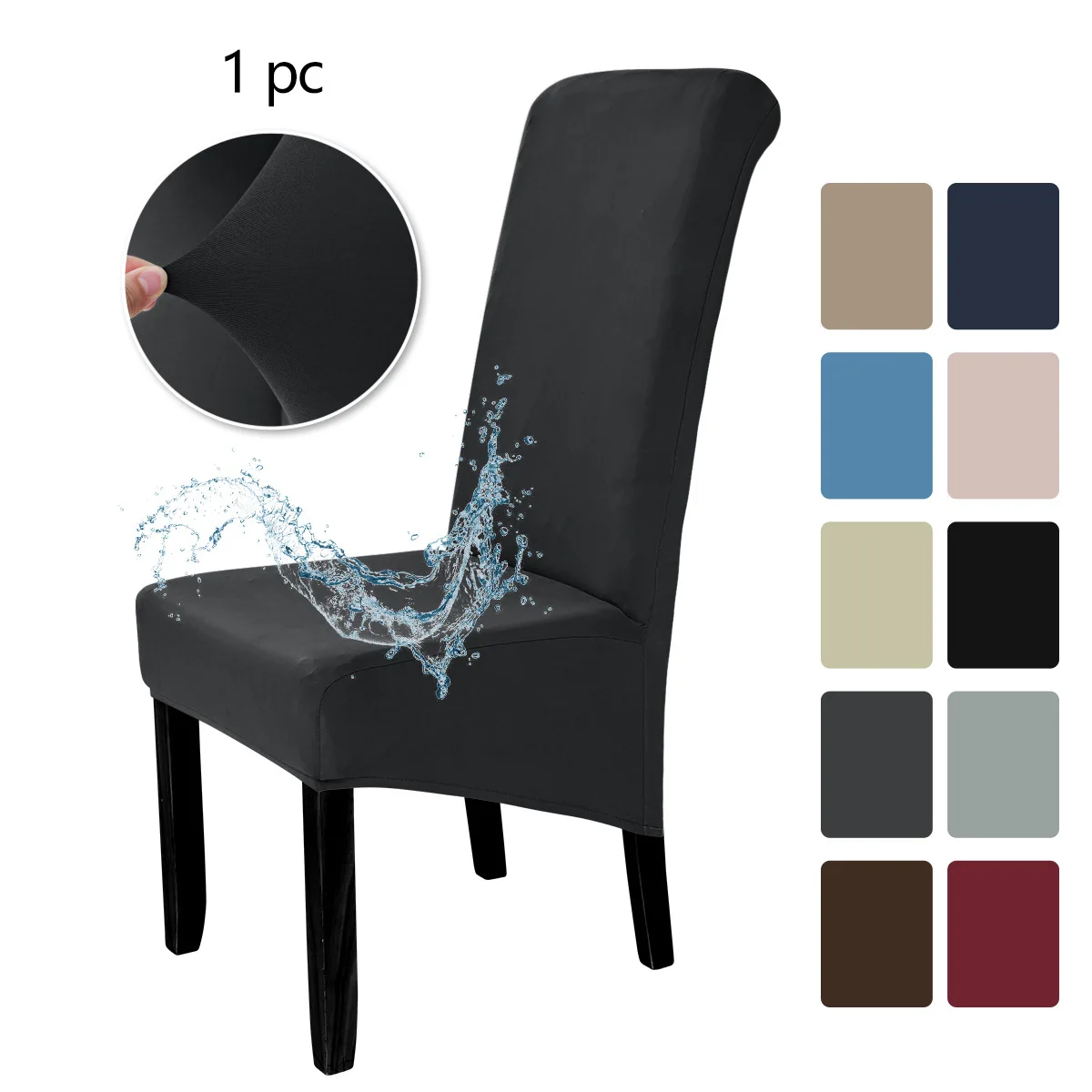 1PC High Back Solid Stuhl Abdeckung Stretch Kleid für Stuhl Abdeckungen für Esszimmer Hochzeit Bankett Wohnkultur Image