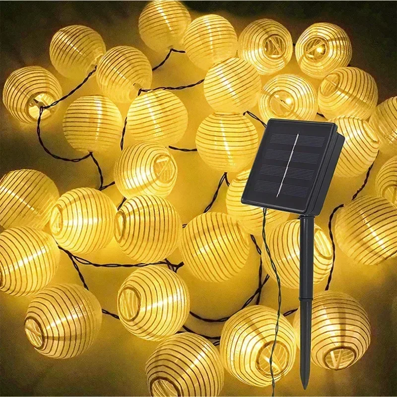 LED Solar Licht Wasserdichte Laterne Lichterkette Solar Power Lampe Für Outdoor Girlande Terrasse Garten Licht Dekor Image
