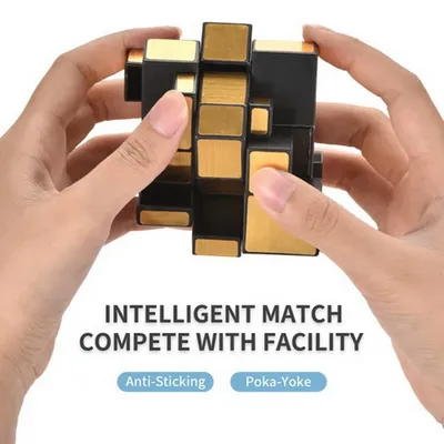 Neo Magic Mirror Cube 3x3x3 Gold Silber Professionelle Geschwindigkeitswürfel Puzzles Speedcube Lernspielzeug für Kinder Erwachsene Geschenke Image