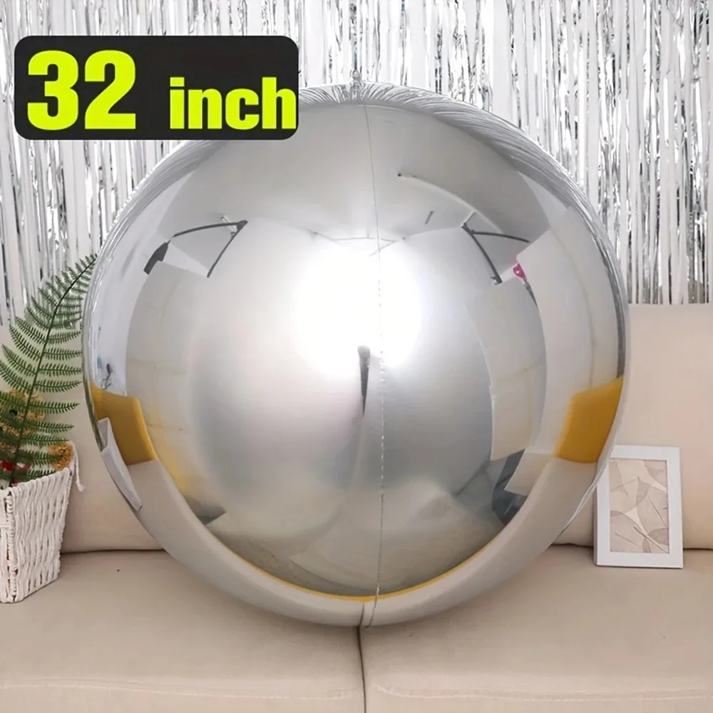 1/3/5 Stück 32 Zoll Silber Gold 4D Ballon Folie Mylar Kugel Ballon für Geburtstagsfeier Hochzeit Valentinstag Babyparty Dekora Image