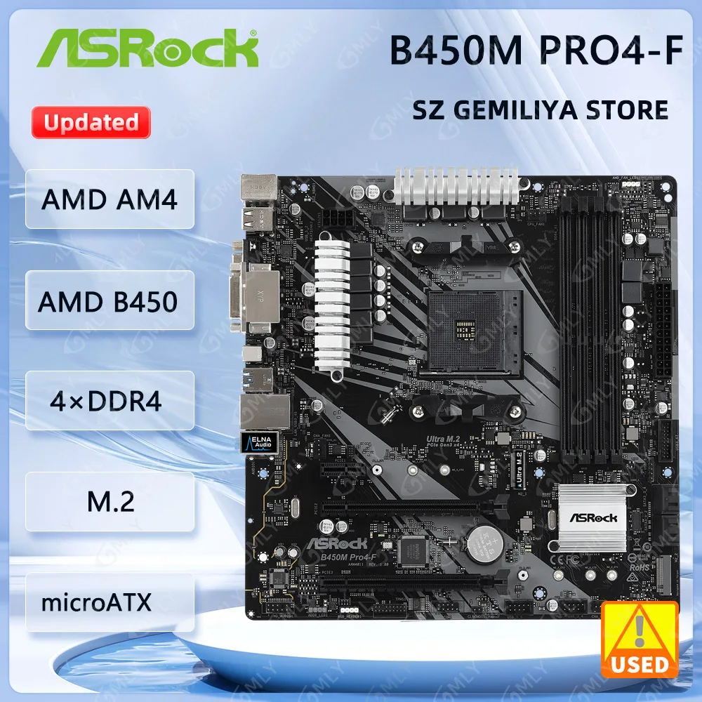 ASRock B450 B450M Motherboard B450M Pro4-F Motherboard AM4 DDR4 128GB Ryzen 5 5600 5600G R7 5700 5600 5700 5800 CPU Image