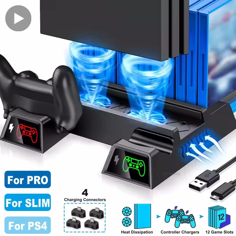Ständer Lüfter Für Sony PS4 Spielkonsole Playstation Play Station PS4 Pro Slim Controller Steuerung Unterstützung Zubehör Halter Kühler
