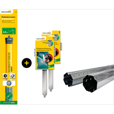Achtkantwelle SCHELLENBERG "Standard, Rohrmotor mit mechanischer Endlageneinstellung", silber, Länge 160cm, Rollladenwellen, inkl. Stahlrohrwellen-Set, Rollladenaufhängungen für Mini-, Maxisystem Image