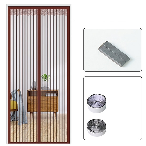 Magnetische Fliegengittertür Mückennetz Fliegen-Insekten-Tür Fliegengitter magnetischer Verschluss magnetisches Fliegengitter-Mesh-Mücken-Schutz für bequemen Eintritt hält Insekten draußen schwarz Image