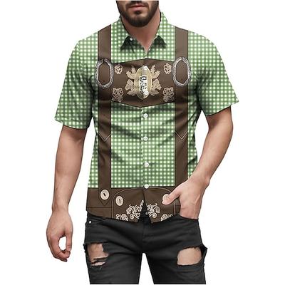 Oktoberfest Lederhosen-Print Bluse / Hemd Bayerisch München Deutsch Grafik Für Herren Erwachsene Oktoberfestbier 3D-Druck Festival Image