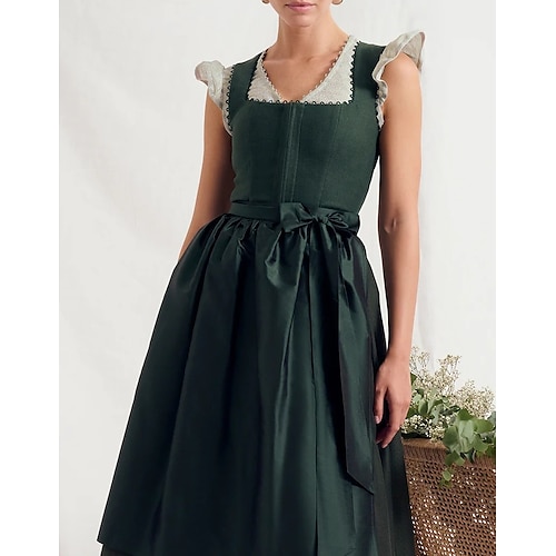 Oktoberfest Kleid Dirndl Trachtenkleider Dienstmädchen Bayerisch Deutsch Wiesn Damen Stoff im traditionellen Stil Kleid Schürze Ohne Bluse Image