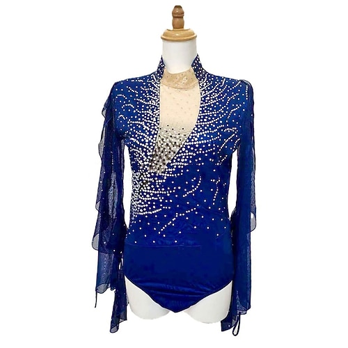 Eiskunstlaufkostüme für Herren und Jungen, hohe Elastizität, Training, Wettkampf, Eiskunstlaufbekleidung, klassischer Kristall/Strass, langärmelig, Eiskunstlauf Image