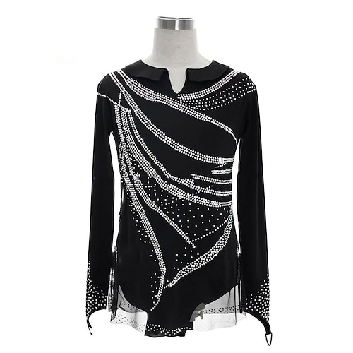 Eiskunstlaufkostüme für Herren und Jungen, hohe Elastizität, Training, Wettkampf, Eiskunstlaufbekleidung, klassischer Kristall/Strass, langärmelig, Eiskunstlauf Image