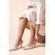 Dorothy Perkins Womens Billie Faux Patent Leather Pointed Slingback High Stiletto Heel Court Shoes - Beige - Size UK 3