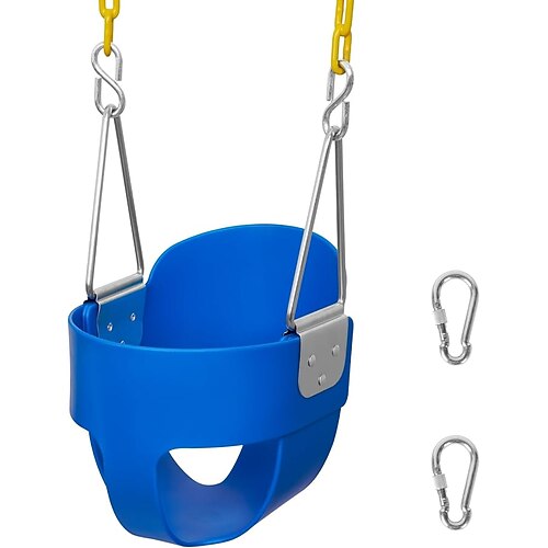 Vollschalensitz mit hoher Rückenlehne für Kinder im Alter von 1 bis 3 Jahren, kann 150 kg tragen, mit einer für die Sicherheit konzipierten Babyschaukel für den Außenbereich, Kettenschaukel Image