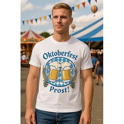 Oktoberfest Bier T-Shirt Bayerisch München Deutsch Grafik Für Herren Erwachsene Oktoberfestbier Heißprägen Festival Image
