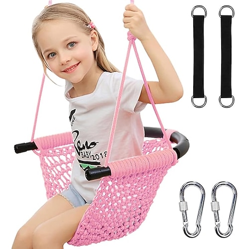 Kinderbaumschaukelsitz Seilschaukel Kinderschaukel für drinnen und draußen Baumschaukel für den Garten Türschaukel (grün) Image