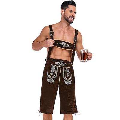 Oktoberfestbier Kostüm Bestickt Lederhosen Bayerisch Deutsch München Wiesn Herren Party Bier Festival Stoff im traditionellen Stil Image