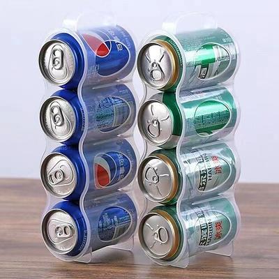 2er-Pack Getränke-Organizer für den Kühlschrank mit Griff, durchsichtige Aufbewahrungsbehälter mit 4 Fächern für Bier- und Getränkedosen, transparenter Getränkehalter für den Kühlschrank Image