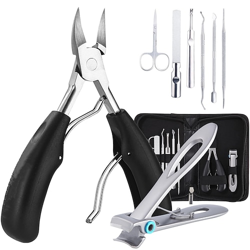 9-teiliges Zehennagelknipser-Set für Senioren mit dicken Nägeln, robustes Werkzeugset für eingewachsene Zehennägel, große Nagelzange mit langem Griff, Pediküre-Set aus Edelstahl für den Heimgebrauch Image