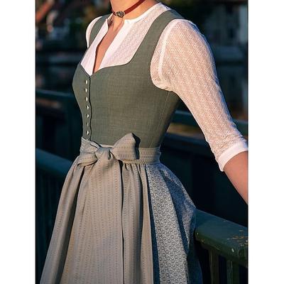 Karneval Oktoberfestbier Kostüm Kleid Dirndl Trachtenkleider Dienstmädchen Bayerisch Deutsch Wiesn Damen Stoff im traditionellen Stil Kleid Image