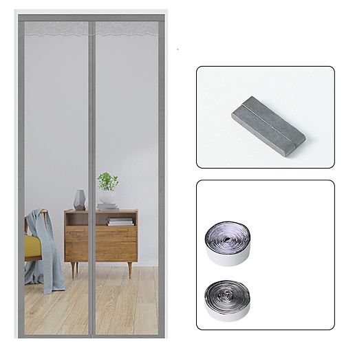 Magnetische Fliegengittertür Mückennetz Fliegen-Insekten-Tür Fliegengitter magnetischer Verschluss magnetisches Fliegengitter-Mesh-Mücken-Schutz für bequemen Eintritt hält Insekten draußen schwarz Image