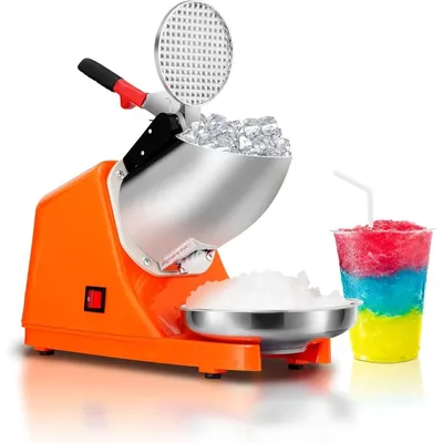 Upgraded 300W Electric Ice Shaved Machine Snow Cone Maker 145 lbs (Orange), Manual Ice Crushers