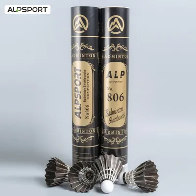 ALP 806 Badminton Shuttlecocks 12Pcs Black Goose Feather Badminton Balls for Training Badminton