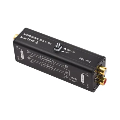 Portable 2 Channels RCA Ground Loop Isolator Professional Hum Eliminator Audio Signal Isolator Noise