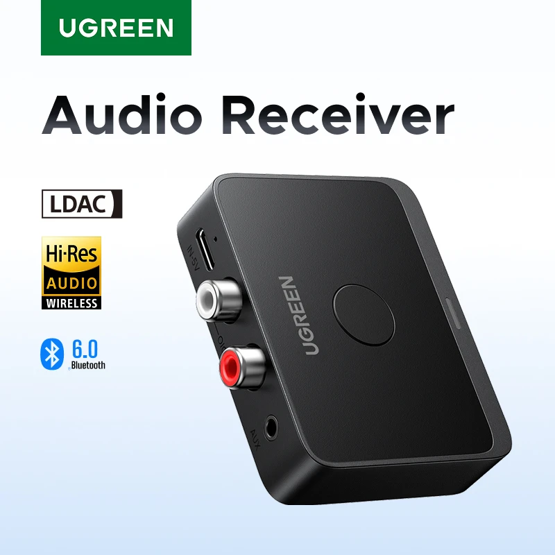 UGREEN AUX Ricevitore Bluetooth LDAC AAC Hi-Fi Jack da 3,5 mm 2RCA RCA Audio Adattatore Bluetooth 6.0 Ricevitori 15 ore per altoparlante per auto PC