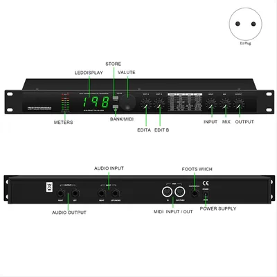 A02R Professional Digital Reverberation Multi Effect DSP Processor Audio Processor Equalizer EU PLUG
