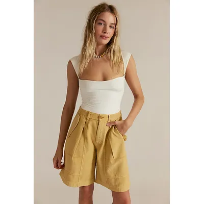 Tybee Pleat Chino Shorts by FP One at Free People in Sepia Tone, Size: Medium