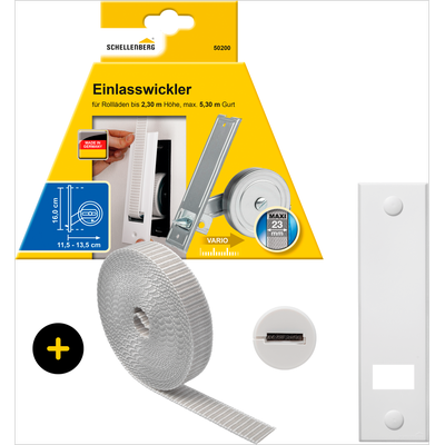 Einlass-Gurtwickler SCHELLENBERG "inkl. Abdeckplatte, Gurtführung, Rollladengurt grau oder weiß", grau, 1 tlg., Gurtwickler, Unterputz Gurtwickler 16 cm Lochabstand für das Rollladensystem Maxi Image