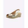 Sandalette HEINE, Damen, Gr. 39, gold (goldfarben), Leder, Leder, modisch, Schuhe