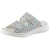 Pantolette WALDLÄUFER "H-JOLINE", Damen, Gr. 7,5 (41), hellgrau multi, Veloursleder, gemustert, casual, Schuhe, Sommerschuh, Bequemschuh, Hausschuh mit Klettverschlüsse, H-Weite