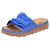 Pantolette RIEKER, Damen, Gr. 37, blau (royalblau), Nubuklederimitat, Textil, unifarben, casual, Schuhe, Sommerschuh, Strandschuh, Hausschuh mit modischer Plateausohle